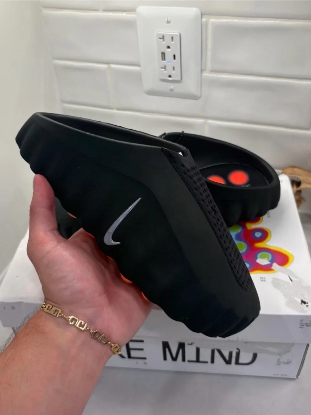 Nike Black Foam Slide with White Swoosh